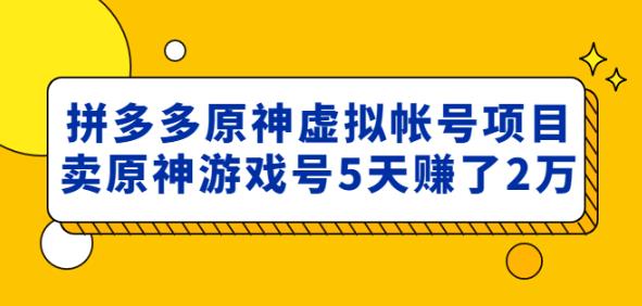 图片[1]_外面卖2980的拼多多原神虚拟帐号项目：卖原神游戏号5天赚了2万_中创网