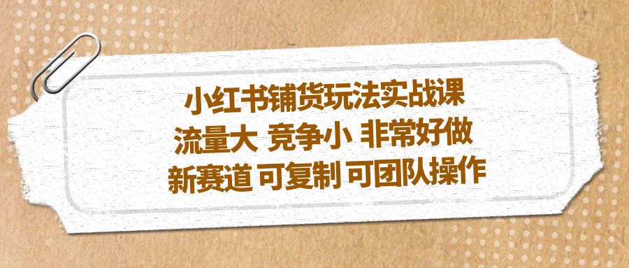 （5291期）小红书铺货玩法实战课，流量大 竞争小 非常好做 新赛道 可复制 可团队操作_中创网