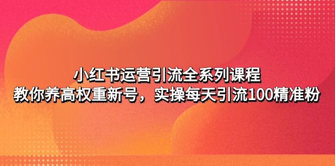 （4950期）小红书运营引流全系列课程：教你养高权重新号，实操每天引流100精准粉_中创网