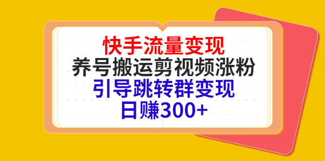 （4007期）快手流量变现，养号搬运剪视频涨粉，引导跳转群变现日赚300+_中创网
