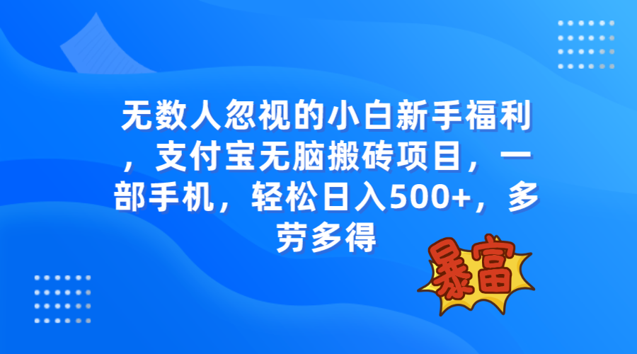 （7854期）无数人忽视的项目，支付宝无脑搬砖项目，一部手机即可操作，轻松日入500+_中创网