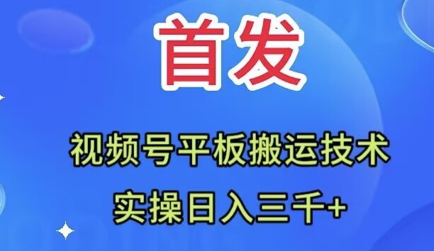 （7867期）全网首发：视频号平板搬运技术，实操日入三千＋_中创网