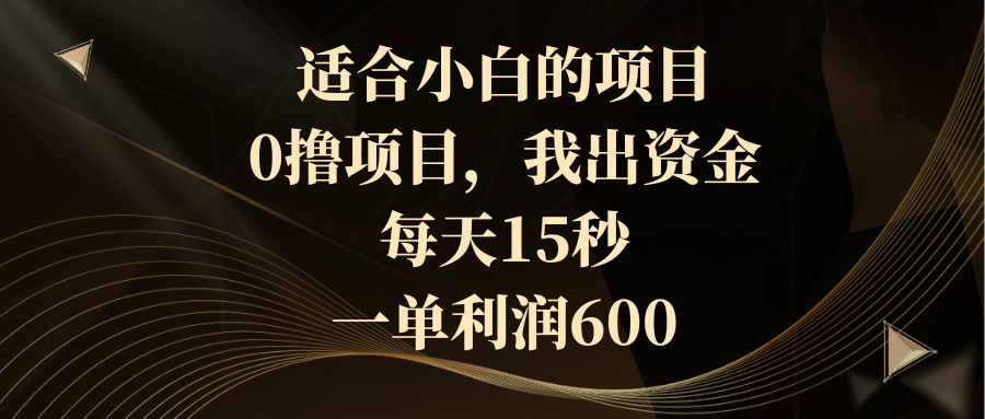 （8599期）适合小白的项目，0撸项目，我出资金，每天15秒，一单利润600_中创网