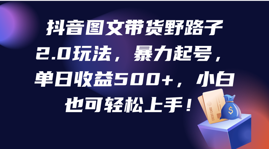 （9869期）抖音图文带货野路子2.0玩法，暴力起号，单日收益500+，小白也可轻松上手！_中创网