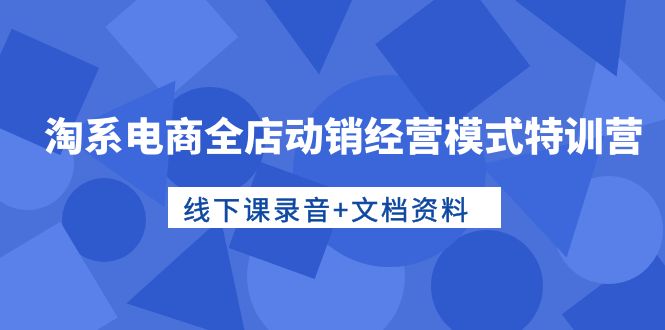 （10283期）淘系电商全店动销经营模式特训营，线下课录音+文档资料_中创网