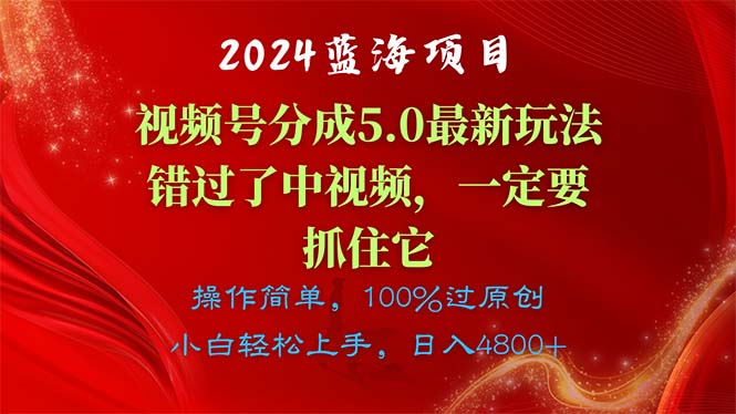 （11138期）2024蓝海项目，视频号分成计划5.0最新玩法，错过了中视频，一定要抓住它_中创网
