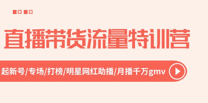 （11077期）直播带货流量特训营，起新号-专场-打榜-明星网红助播 月播千万gmv（52节）_中创网