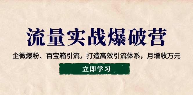 （14039期）流量实战爆破营：企微爆粉、百宝箱引流，打造高效引流体系，月增收万元_中创网
