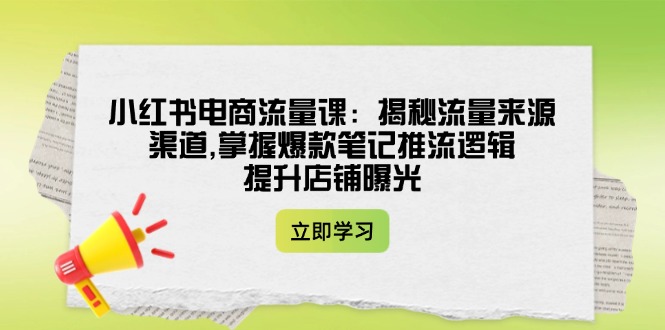 （14318期）小红书电商流量课：揭秘流量来源渠道,掌握爆款笔记推流逻辑,提升店铺曝光_中创网