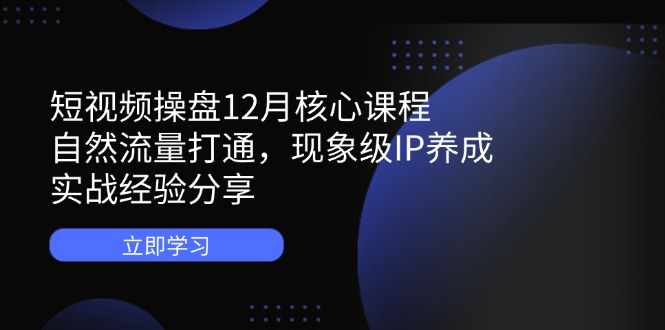 （14447期）短视频操盘12月核心课程：自然流量打通，现象级IP养成，实战经验分享_中创网