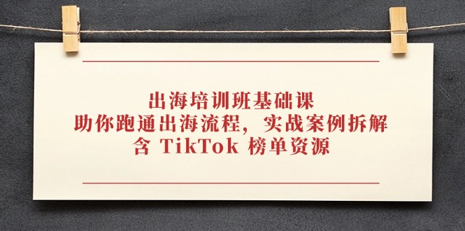 （14555期）出海培训班基础课，助你跑通出海流程，实战案例拆解，含 TikTok 榜单资源_中创网